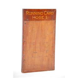 FIREMAN'S WOODEN RUNNING CARD BOARD-WALNUT