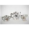 Image 1 : 3 PC. LIMOGES SILVER OVERLAY TEASET-FLORAL