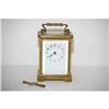 Image 2 : FRENCH BRASS CARRIAGE CLOCK W/ BEVELED GAL