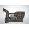 Image 1 : 20TH CENT. BRONZE OF MAN PULLING CART-4 1/