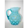 Image 1 : 8 1/2" BLUE OPALESCENT COIN SPOT PITCHER W