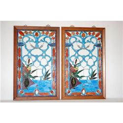 (2) 20TH CENT. STAINED GLASS WINDOWS-LEADE