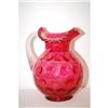 Image 1 : 9 1/4" CRANBERRY ART GLASS PITCHER W/ APPL