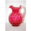 Image 2 : 9 1/4" CRANBERRY ART GLASS PITCHER W/ APPL