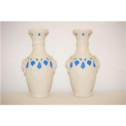 PR. BLUE & WHITE PARIAN PORCELAIN VASES W/