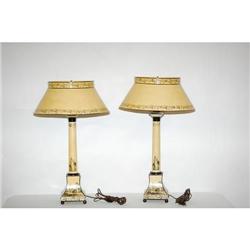 (2) 20TH CENT. DECORATED TIN TABLE LAMPS &