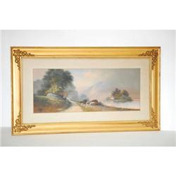 EARLY 20TH CENT. PASTEL PAINTING OF MOUNTA