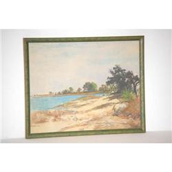 20TH CENT. BEACH LANDSCAPE PAINTING - CRAY