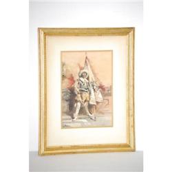 L. RINZ WATERCOLOR PORTRAIT OF CAVALIER ST