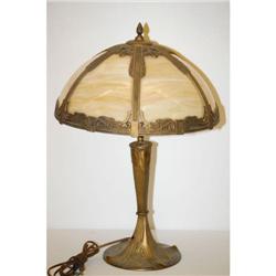 LATE VICTORIAN MILLER SLAG GLASS TABLE LAM