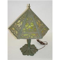 20" GREEN SLAG GLASS TABLE LAMP