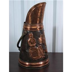 Belgium Copper Relief Coal Bucket c.1905