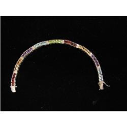 Sterling Tennis Bracelet 45 Gemstones