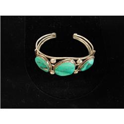 American Indian Turquoise Sterling Bracelet Cuff