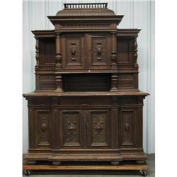French Oak Sideboard Lion's Head c1880