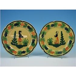 HB Quimper Yellow Small Plates (2) ca. 1930's