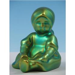 Zsolnay Eosin Sitting Girl Hungary 3 in.