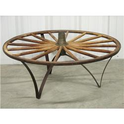Hand carved Wagon Wheel Table