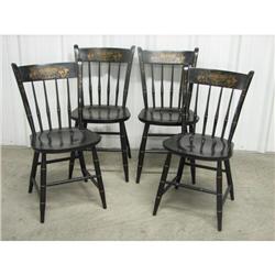 Black Stencil Back Hitchcock Chairs (4)
