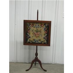 Fire Screen Mid 1900's Needlework Adjustable