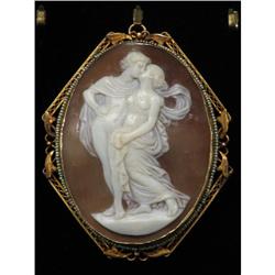 Cameo Brooch Filigree Beaded