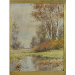 D F Wentworth (1850-1934, CT) Autumn Landscape WC