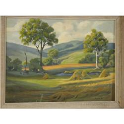 Oil on Board SC Piedmont Landscape, Betty M. 1950