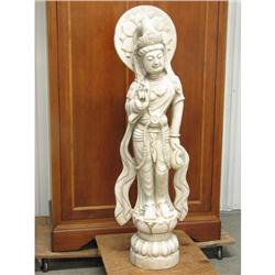 White Marble Oriental Statue Right Hand Up