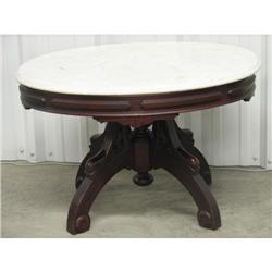 Eastlake Marble Top Parlor Table Early 20thC
