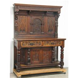 19thC Oak Carved Sideboard