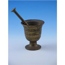 Brass Mortar & Pestle Footed ca 1800s