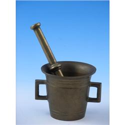 Brass Mortar & Pestle Handled ca 1800s