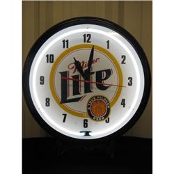 Miller Lite Beer Neon Electric Wall Clock 20 in. D