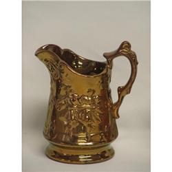 Copper Lustre Pitcher Dancing Figures 6 in.