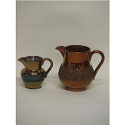 Copper Lustre Pitchers (2) 2 in. 3 in.