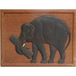 Siam Wood Carved Relief Elephant Late 1800s