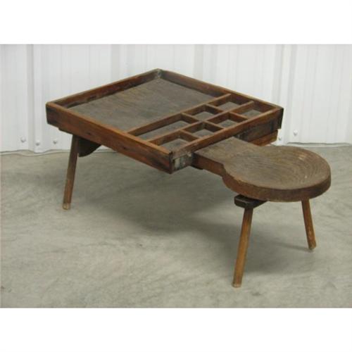 Antique Cobblers Bench W Tray
