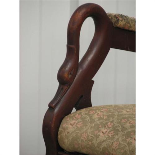 Walnut Upholstered Swan Neck Rocker