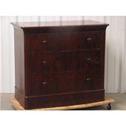 Flame Mahogany 3 Drawer Chest Mid 19thC