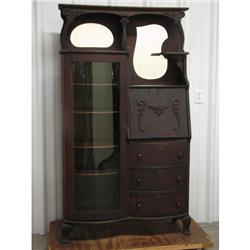 Victorian Oak Side-by-Side Bookcase Desk