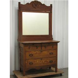 Antique Golden Oak Dresser Swing Mirror