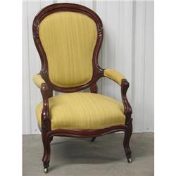19thC Walnut Balloon Back Side Chair