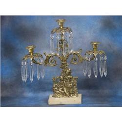 Cast Brass Girandole Candelabra Prisms