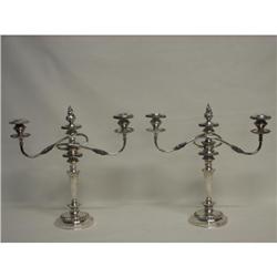 Pair Silverplated Candelabras 3 Arm