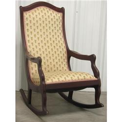 Antique Walnut Rocker Pineapple Upholstery