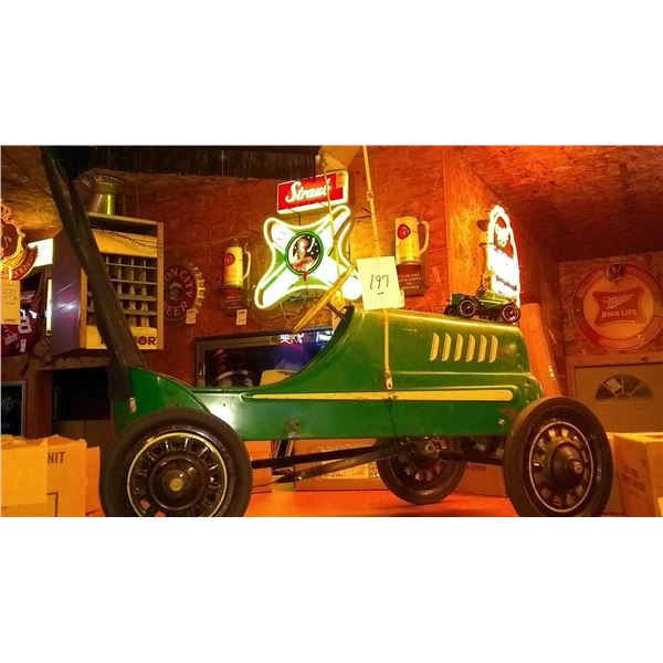 Vintage Four Wheel Pedal Car w/ Canopy "G" Emblem on Front, Miniature