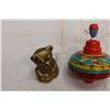 Image 3 : Brass Bear Bank and Kids Top Toy Tin Working