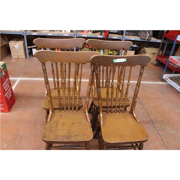 (4X THE MONEY) Vintage Wooden Chairs