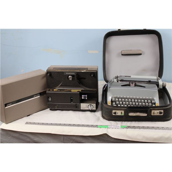 Vintage Typewriter and Bell and Howell 1623 Motion Picture Projector