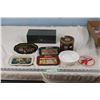 Image 1 : Advertising Trays, Old Port Tobacco Tin, Special K Bowl, and Metal Coil Box (No Key)